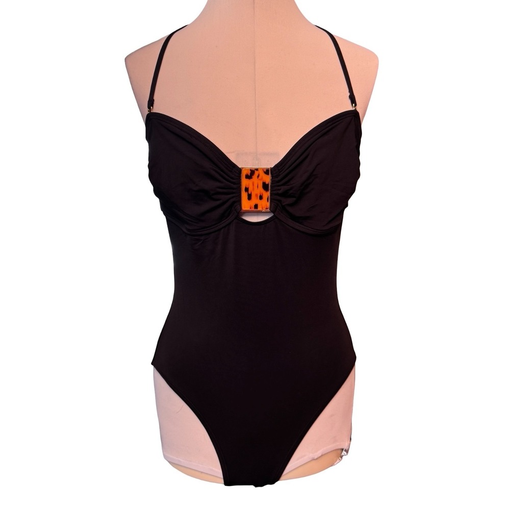 Hermanny by ViX Swimsuit Womens Size 8 Bandeau One Piece Tortoise Accent USA